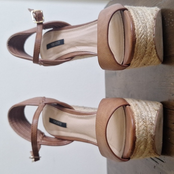 Forever 21 Brown Espadrille Wedge Sandals Size 6 - Picture 4 of 11